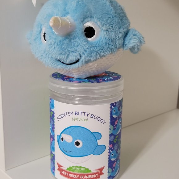 Scentsy Narwhal Bitty Buddy Scented in Very Merry Cranberry NEW Discontinued - Picture 6 of 7